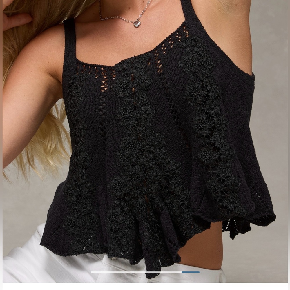 American Eagle Outfitters Black Lace Tank Top